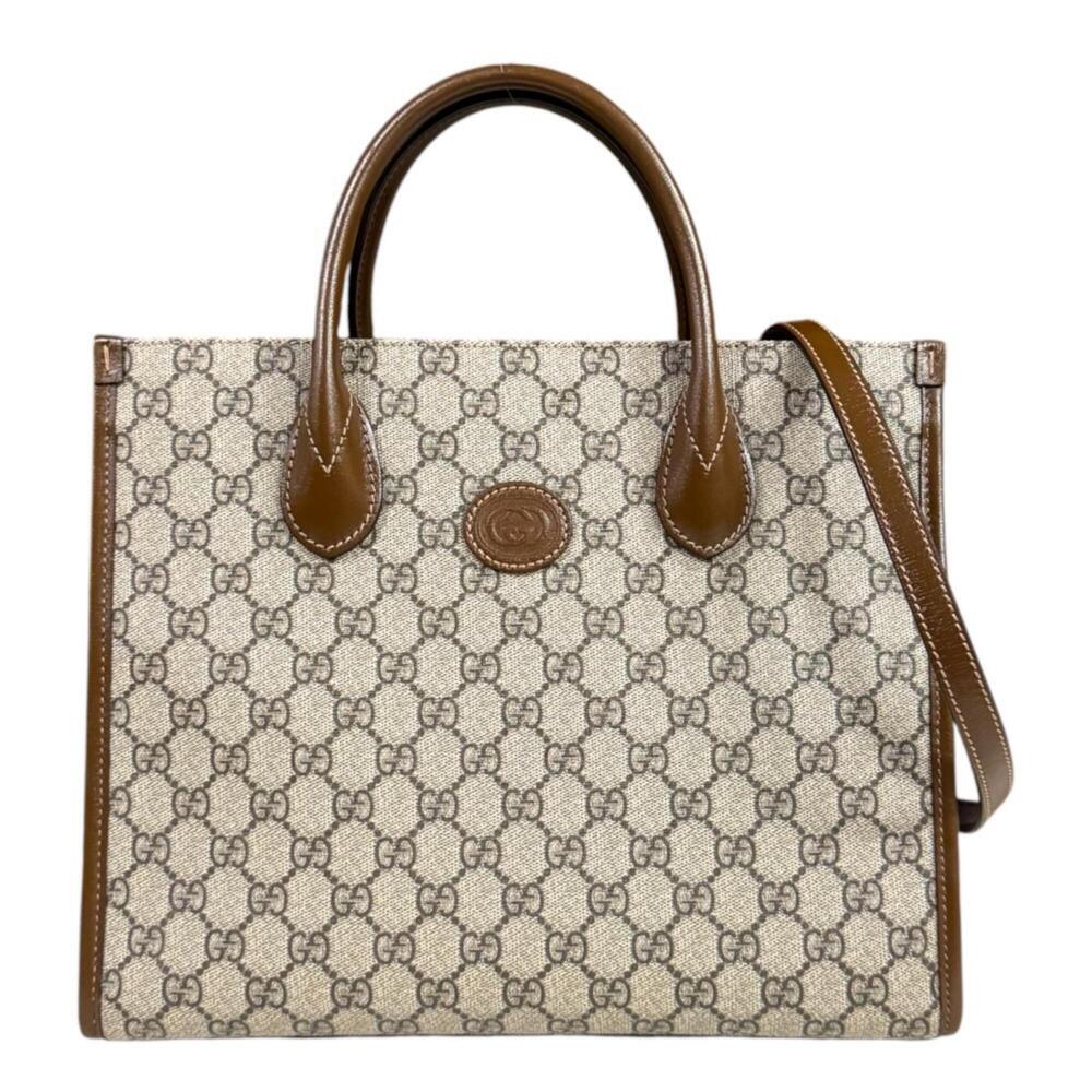 Gucci GG Small Tote Bag, Supreme Shoulder Canvas 659983, Brown, Women's, GUCC...